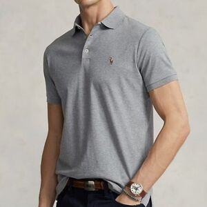 NWT Polo Ralph Lauren Heather Gray Classic Fit Collared Polo T-Shirt Size M